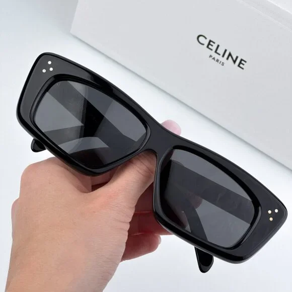 Celine CL40259I 01A BRAND NEW Sunglasses Black Black Rectangle Unisex